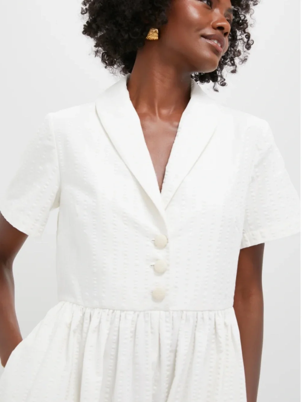 Tuckernuck White Seersucker Shawl Collar Adelaide Dress NWT - Picture 3 of 6